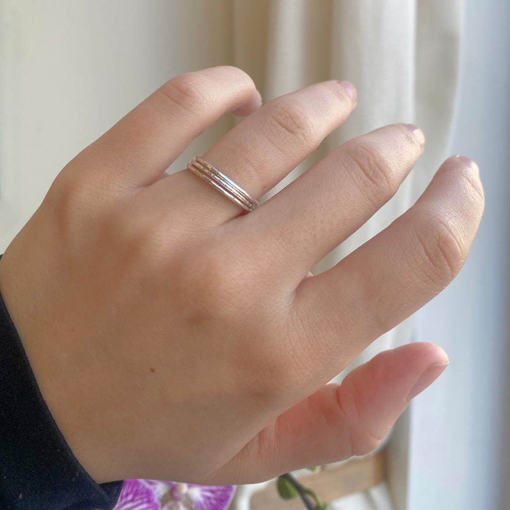 Sterling Silver 3 textured stacked rings 