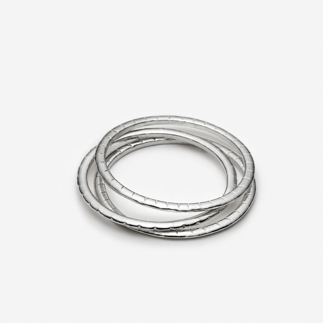 Sterling Silver 3 textured stacked rings 