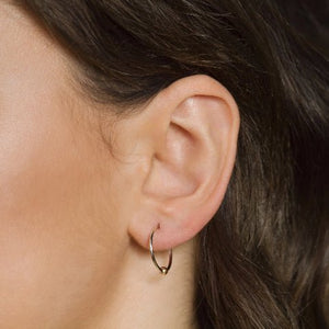 15mm Medium Sleeper Hoop 10k White Gold Earrings - Medium