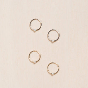 Sleeper Hoop Earrings with Freshwater Pearl - 10k Gold